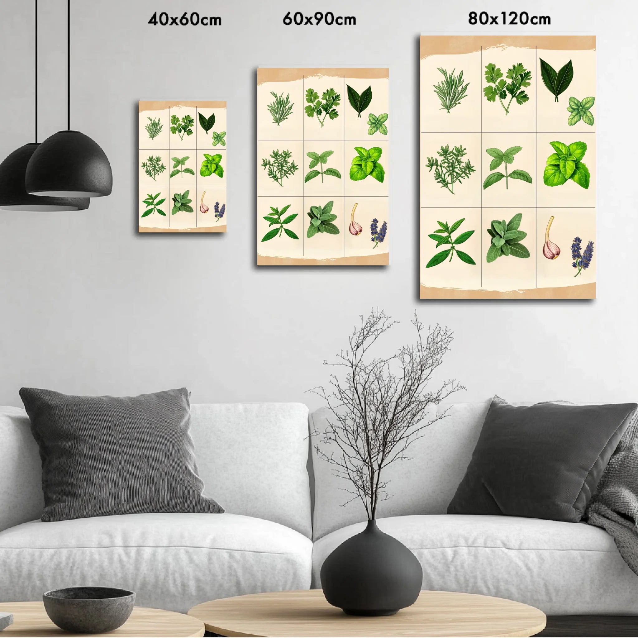High-resolution visual of the Moroccan culinary herbs wall art, shown either in a stylish interior setting or as a detailed product mockup.