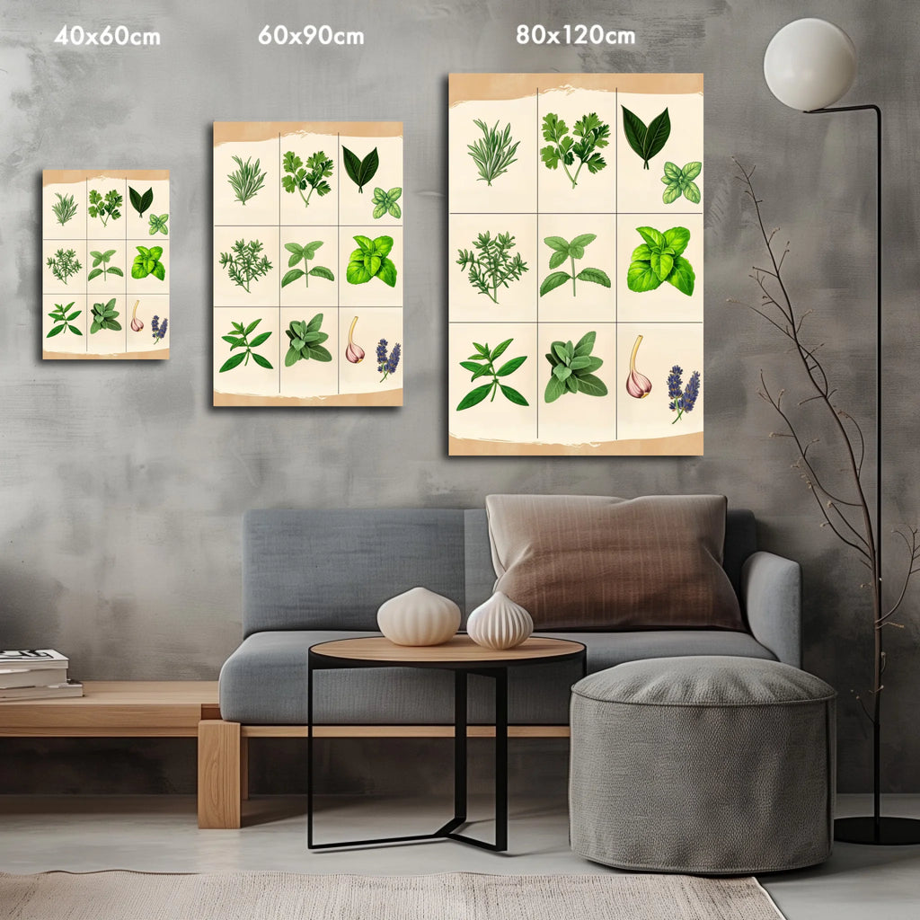 High-resolution visual of the Moroccan culinary herbs wall art, shown either in a stylish interior setting or as a detailed product mockup.