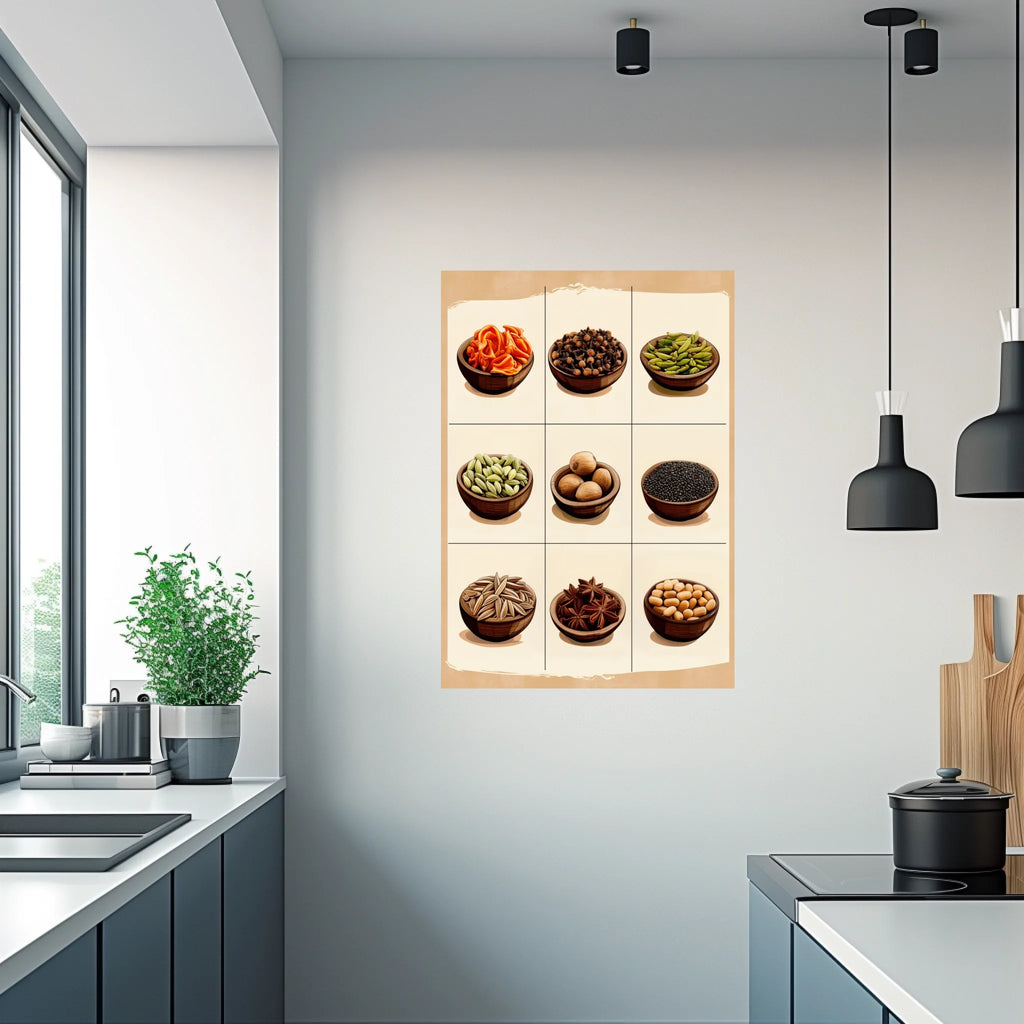 High-resolution visual of the Moroccan aromatic spices wall art, shown either in a stylish interior setting or as a detailed product mockup.