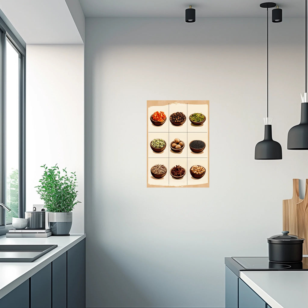High-resolution visual of the Moroccan aromatic spices wall art, shown either in a stylish interior setting or as a detailed product mockup.