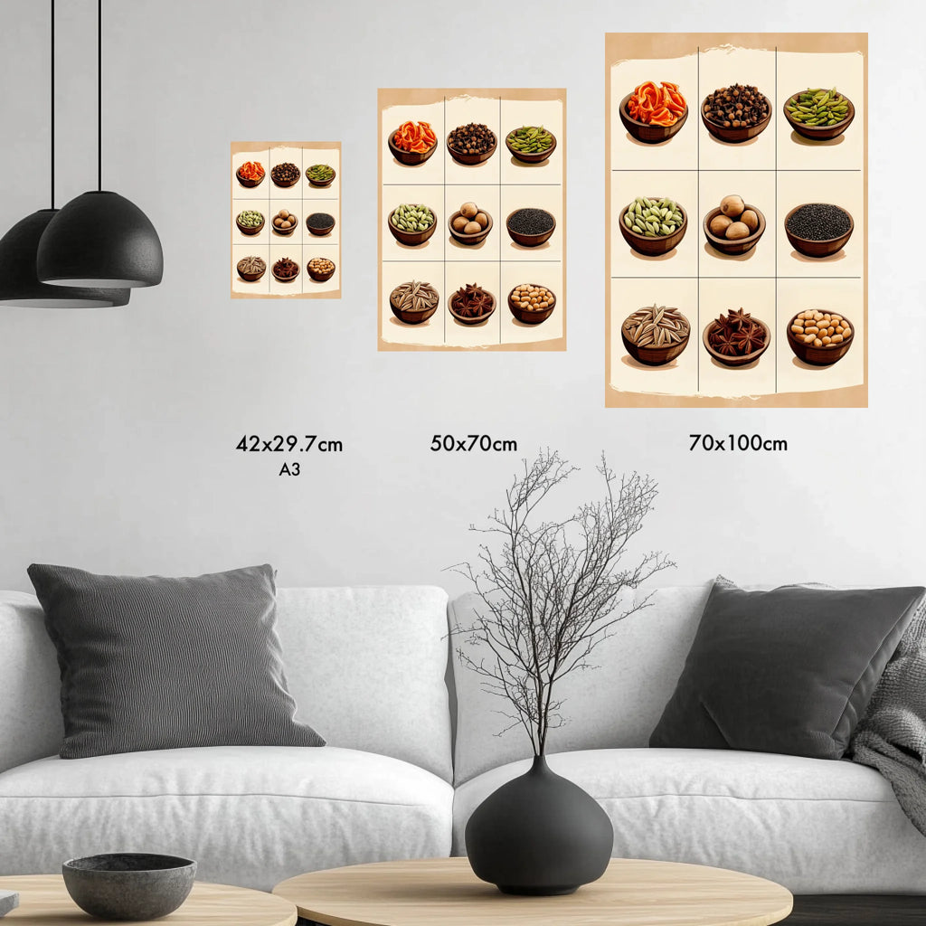 High-resolution visual of the Moroccan aromatic spices wall art, shown either in a stylish interior setting or as a detailed product mockup.