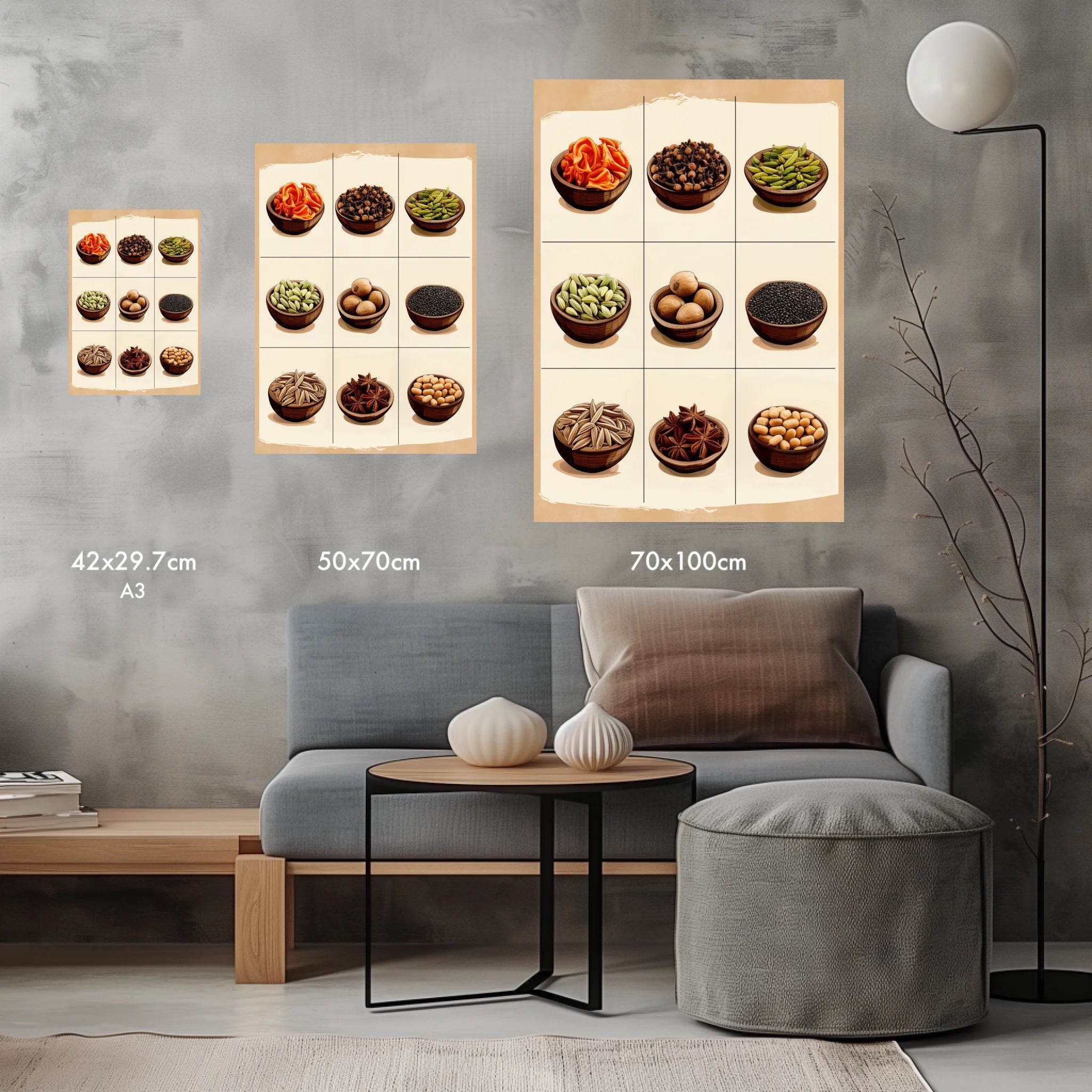 High-resolution visual of the Moroccan aromatic spices wall art, shown either in a stylish interior setting or as a detailed product mockup.