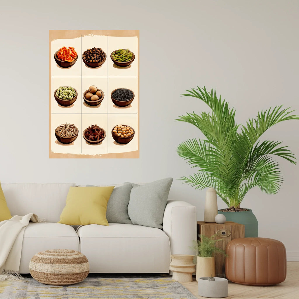 High-resolution visual of the Moroccan aromatic spices wall art, shown either in a stylish interior setting or as a detailed product mockup.