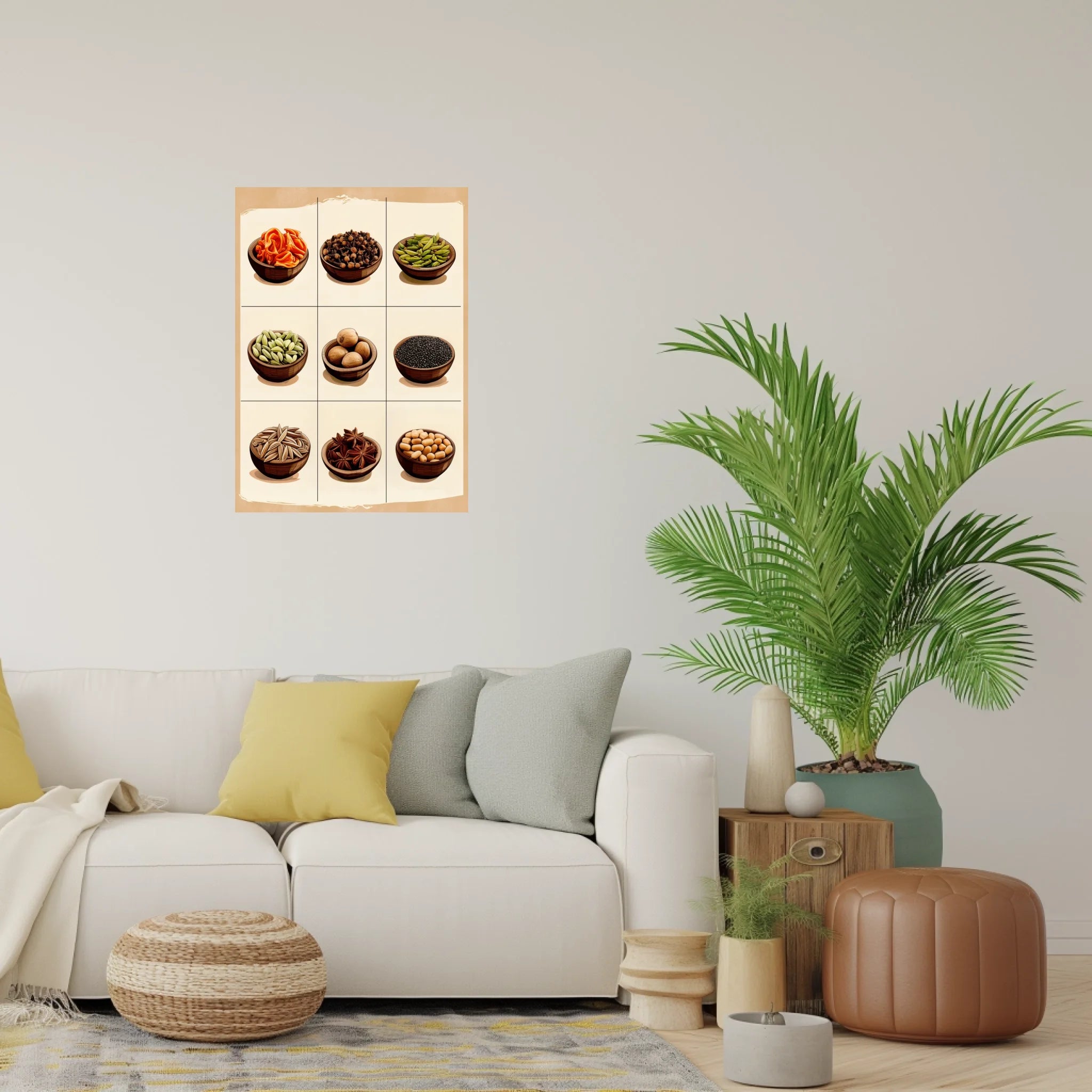 High-resolution visual of the Moroccan aromatic spices wall art, shown either in a stylish interior setting or as a detailed product mockup.