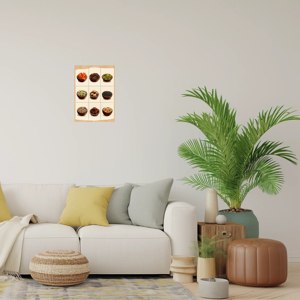 High-resolution visual of the Moroccan aromatic spices wall art, shown either in a stylish interior setting or as a detailed product mockup.