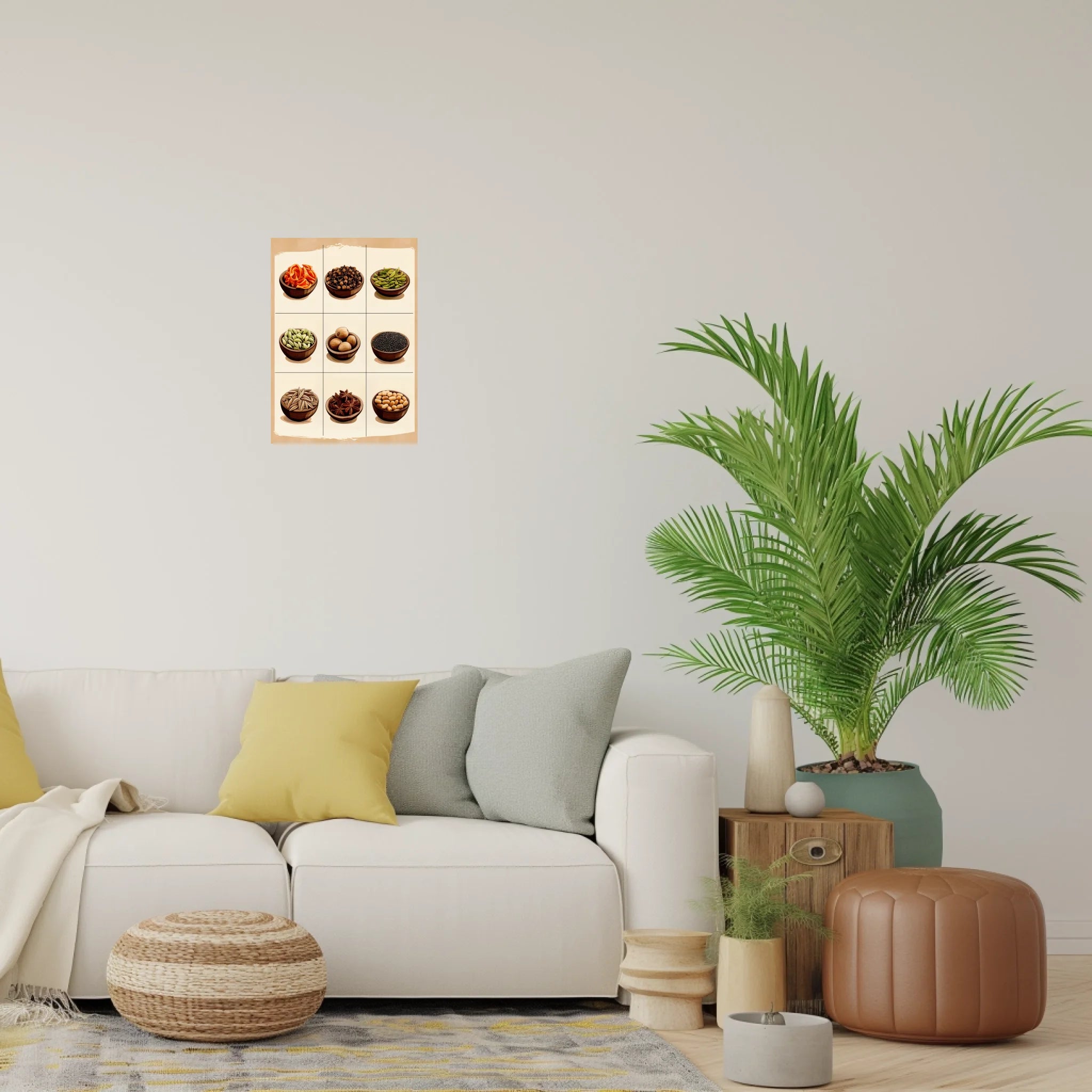 High-resolution visual of the Moroccan aromatic spices wall art, shown either in a stylish interior setting or as a detailed product mockup.