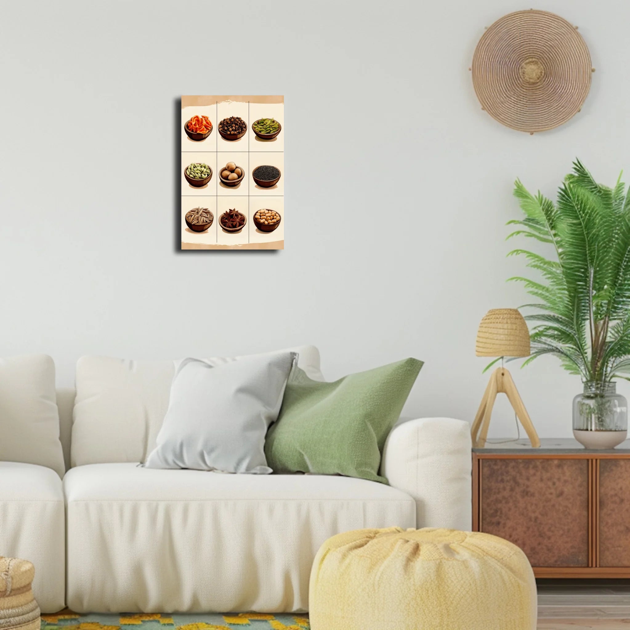 High-resolution visual of the Moroccan aromatic spices wall art, shown either in a stylish interior setting or as a detailed product mockup.