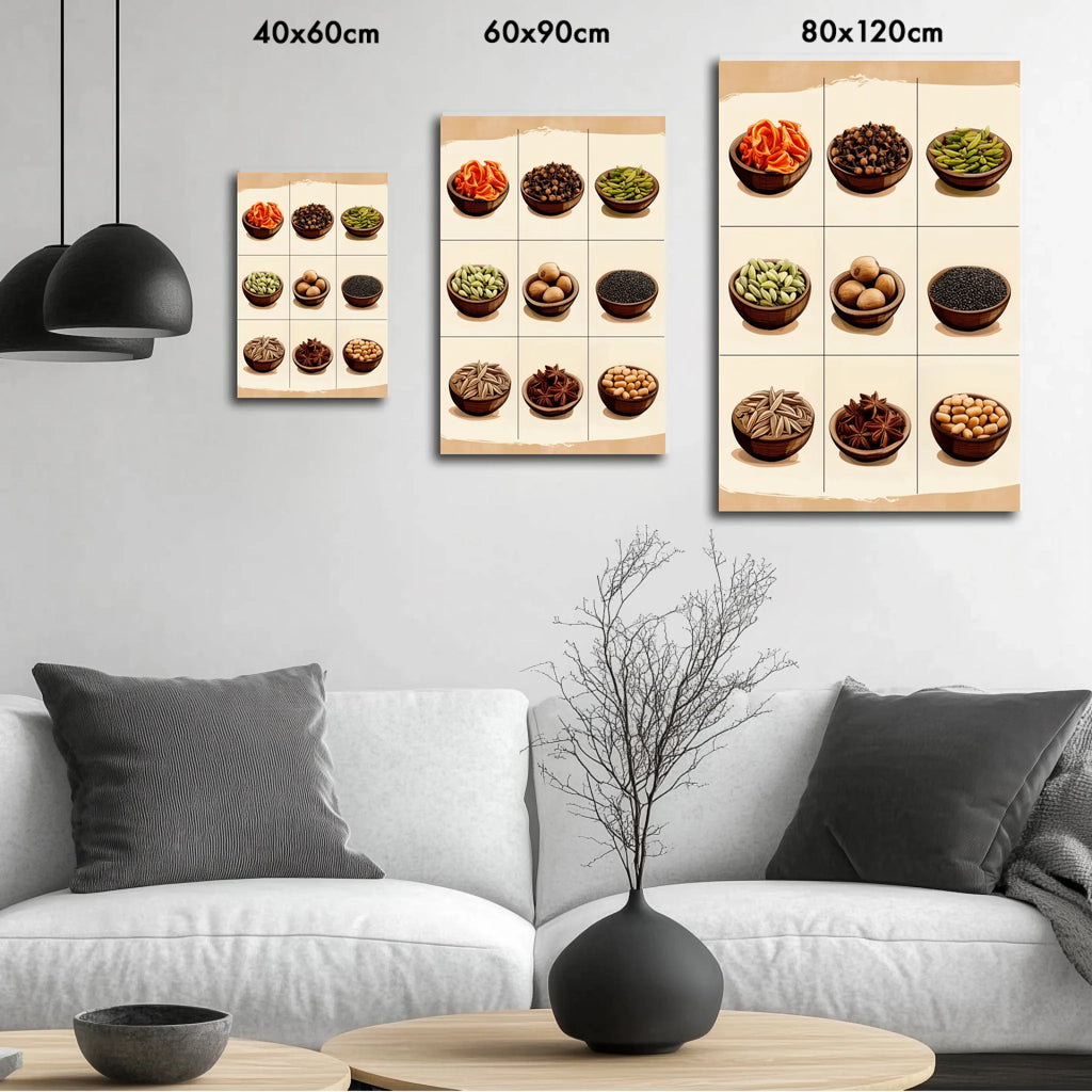 High-resolution visual of the Moroccan aromatic spices wall art, shown either in a stylish interior setting or as a detailed product mockup.