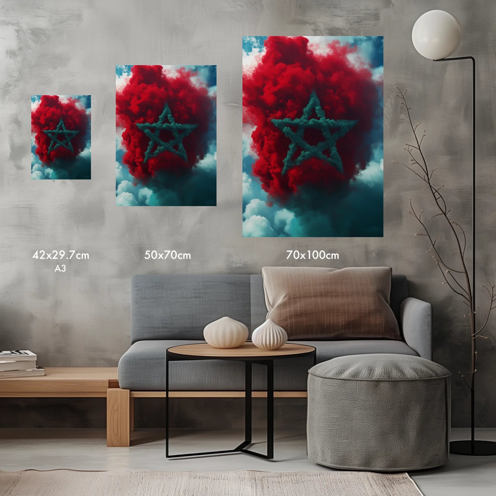High-resolution visual of the Smoke flags wall art, shown either in a stylish interior setting or as a detailed product mockup.