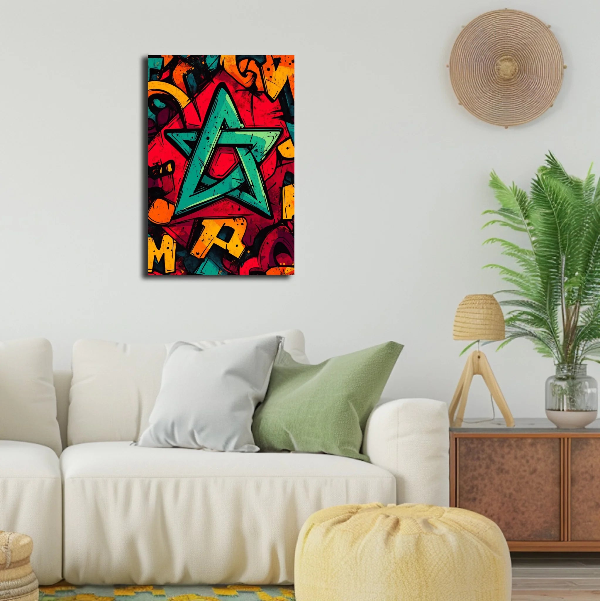 High-resolution visual of the Graffiti flags wall art, shown either in a stylish interior setting or as a detailed product mockup.