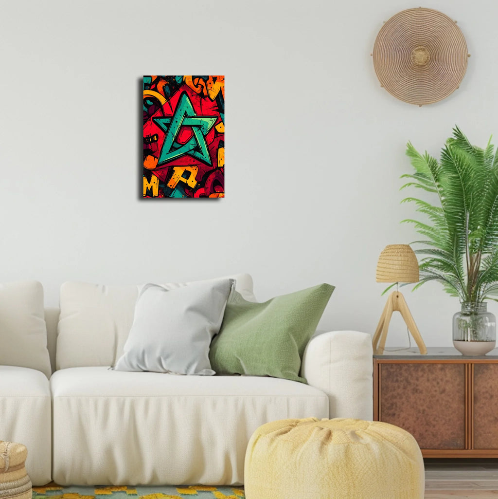 High-resolution visual of the Graffiti flags wall art, shown either in a stylish interior setting or as a detailed product mockup.