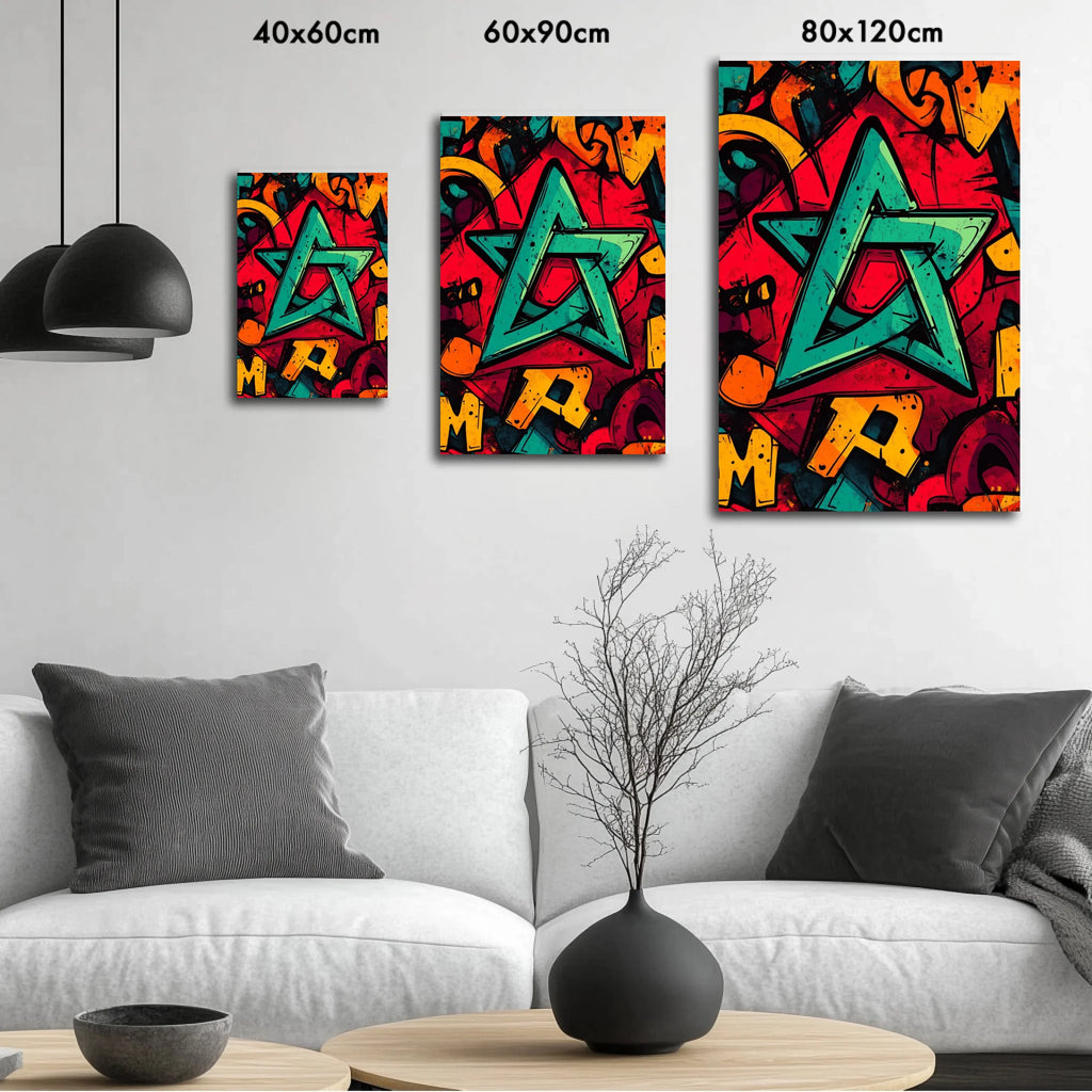High-resolution visual of the Graffiti flags wall art, shown either in a stylish interior setting or as a detailed product mockup.