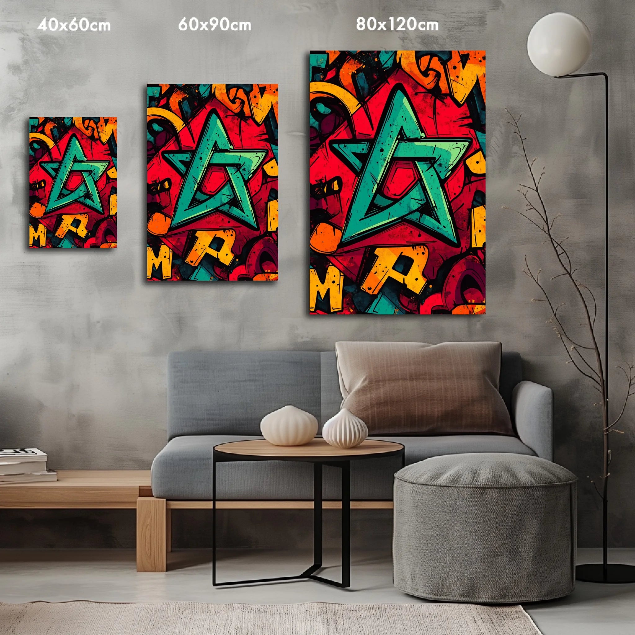 High-resolution visual of the Graffiti flags wall art, shown either in a stylish interior setting or as a detailed product mockup.