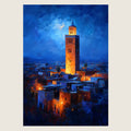 Isolated, high-resolution poster print mockup of Marrakech on a minimalist grid background.