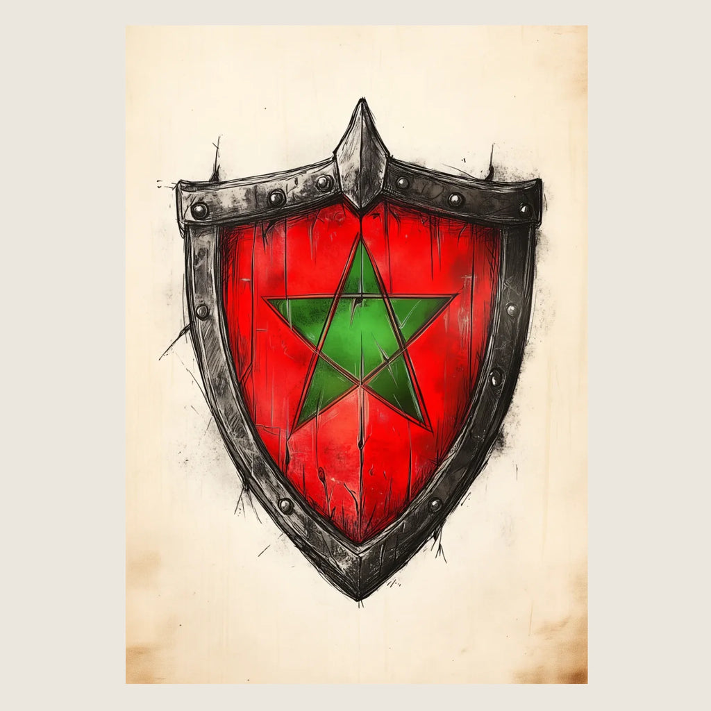 High-resolution visual of the Shield flags wall art, shown either in a stylish interior setting or as a detailed product mockup.