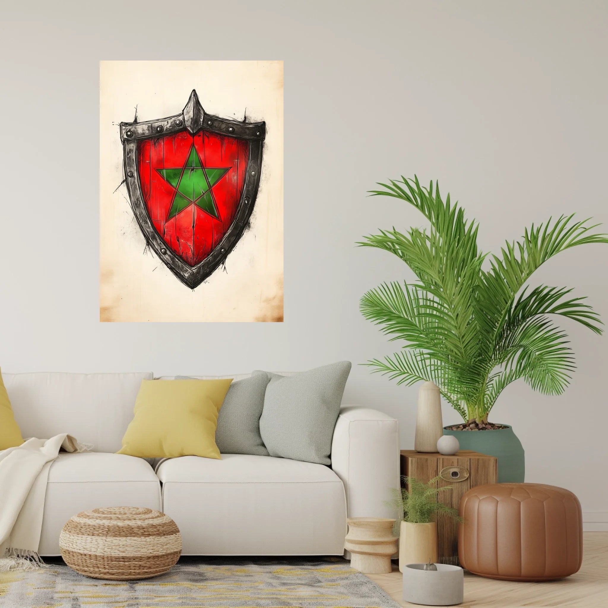 High-resolution visual of the Shield flags wall art, shown either in a stylish interior setting or as a detailed product mockup.