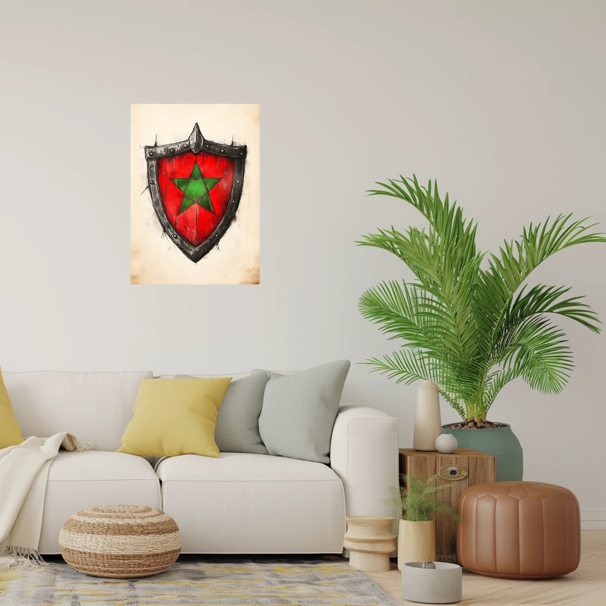 High-resolution visual of the Shield flags wall art, shown either in a stylish interior setting or as a detailed product mockup.