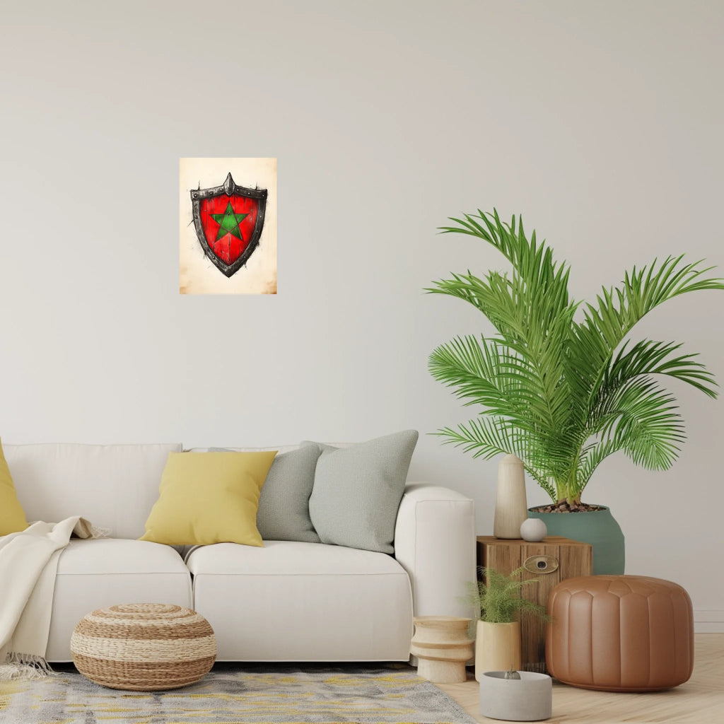 High-resolution visual of the Shield flags wall art, shown either in a stylish interior setting or as a detailed product mockup.