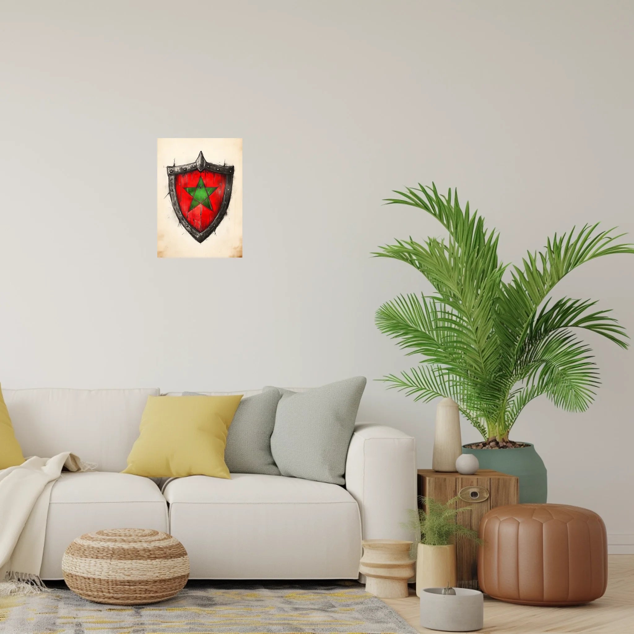 High-resolution visual of the Shield flags wall art, shown either in a stylish interior setting or as a detailed product mockup.