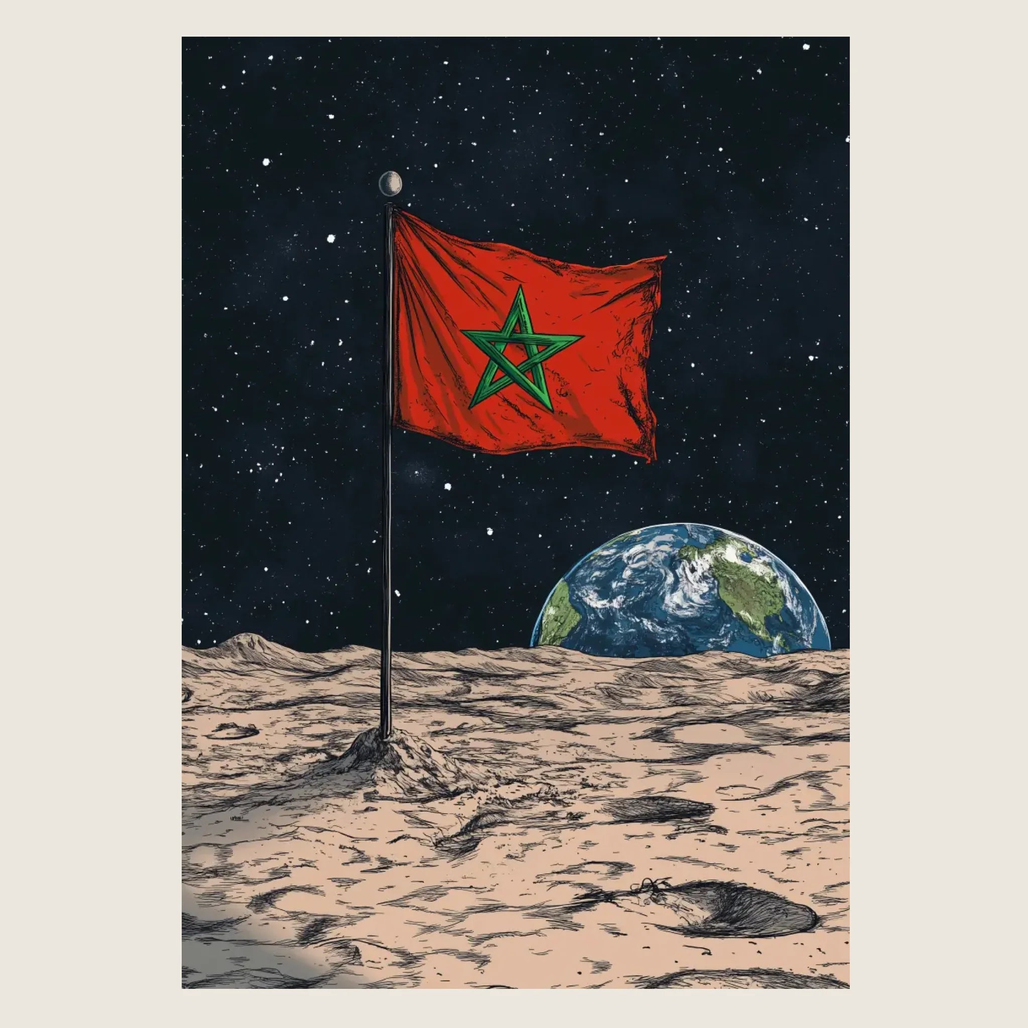 High-resolution visual of the Sky/Moon flags wall art, shown either in a stylish interior setting or as a detailed product mockup.