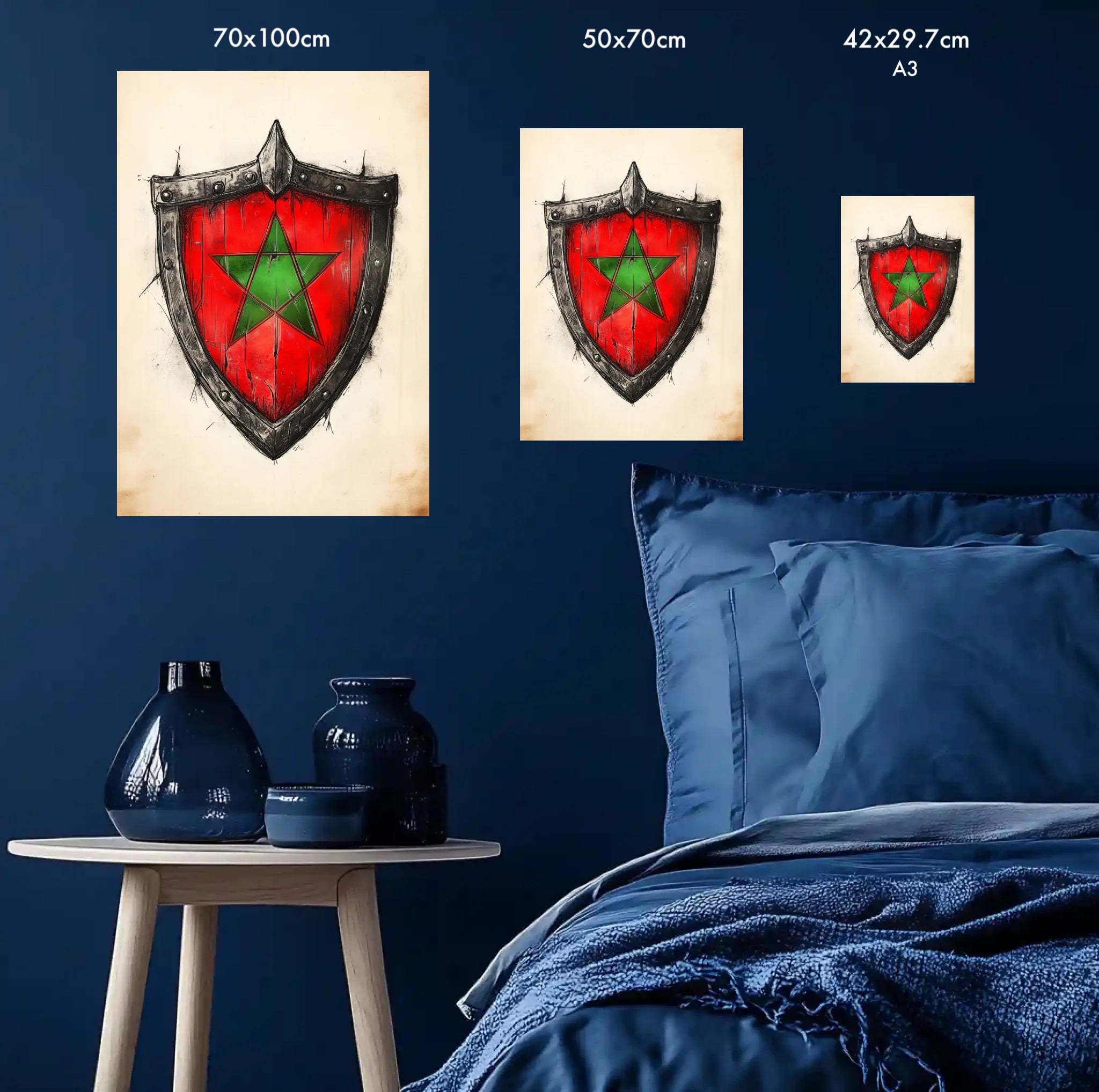 High-resolution visual of the Shield flags wall art, shown either in a stylish interior setting or as a detailed product mockup.