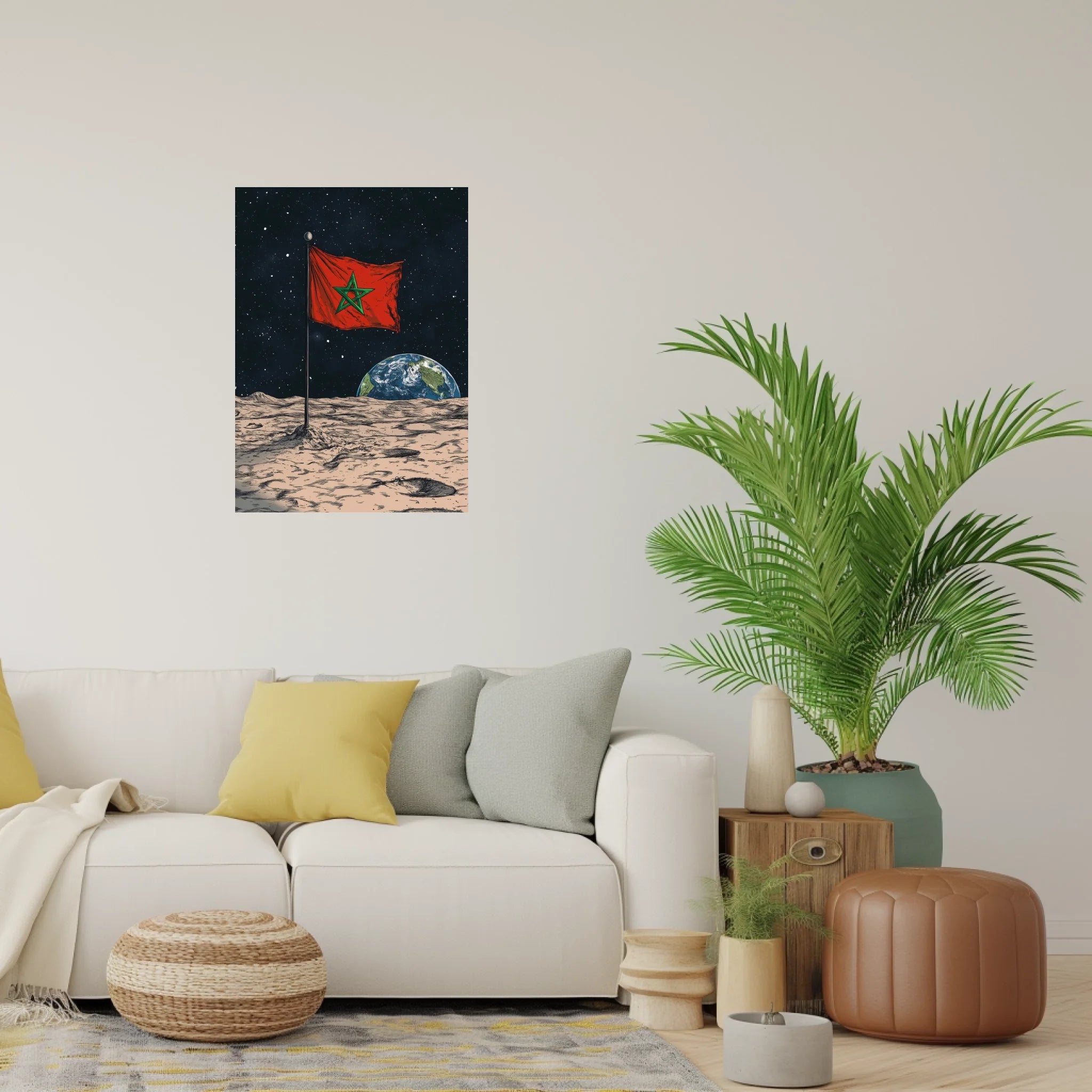 High-resolution visual of the Sky/Moon flags wall art, shown either in a stylish interior setting or as a detailed product mockup.