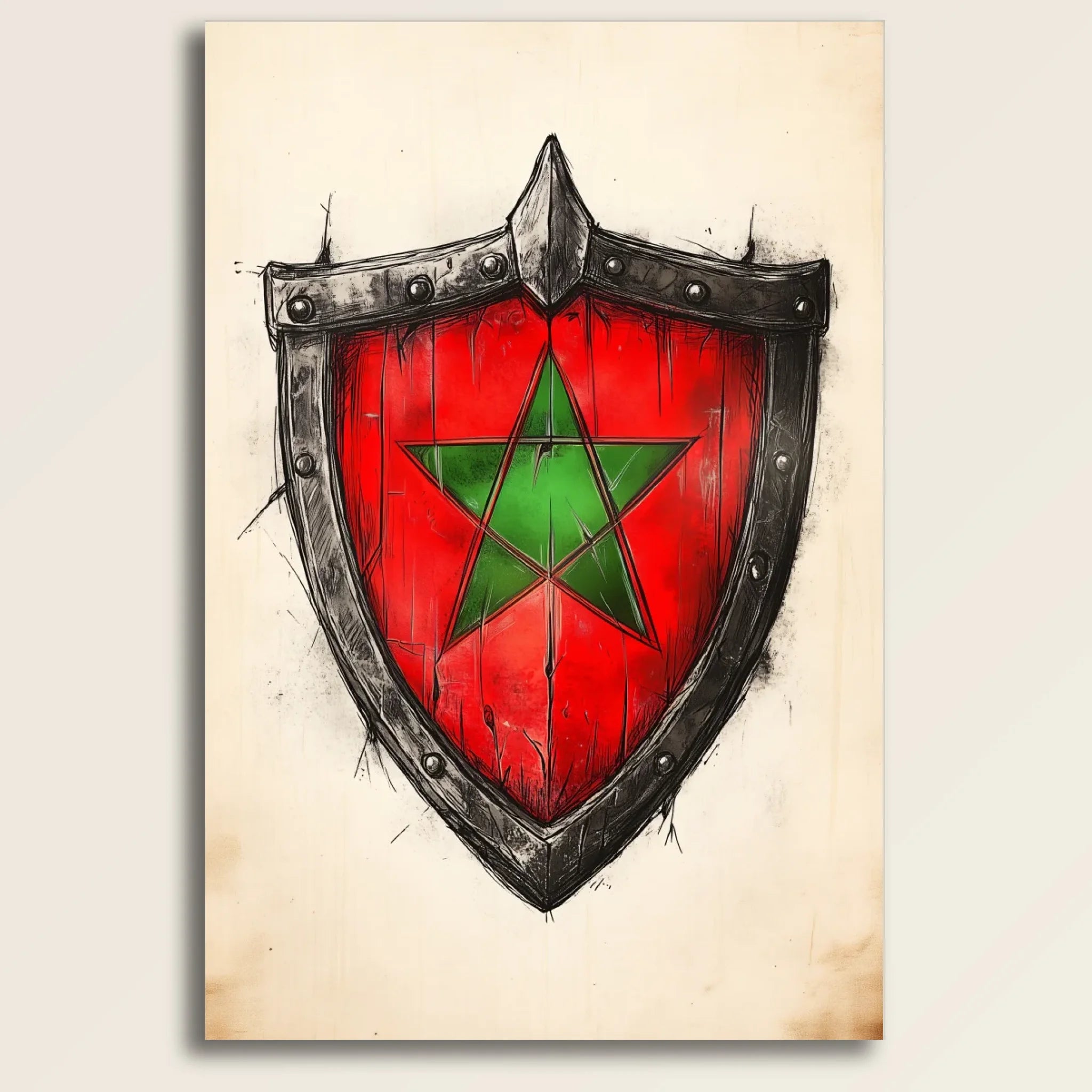 High-resolution visual of the Shield flags wall art, shown either in a stylish interior setting or as a detailed product mockup.