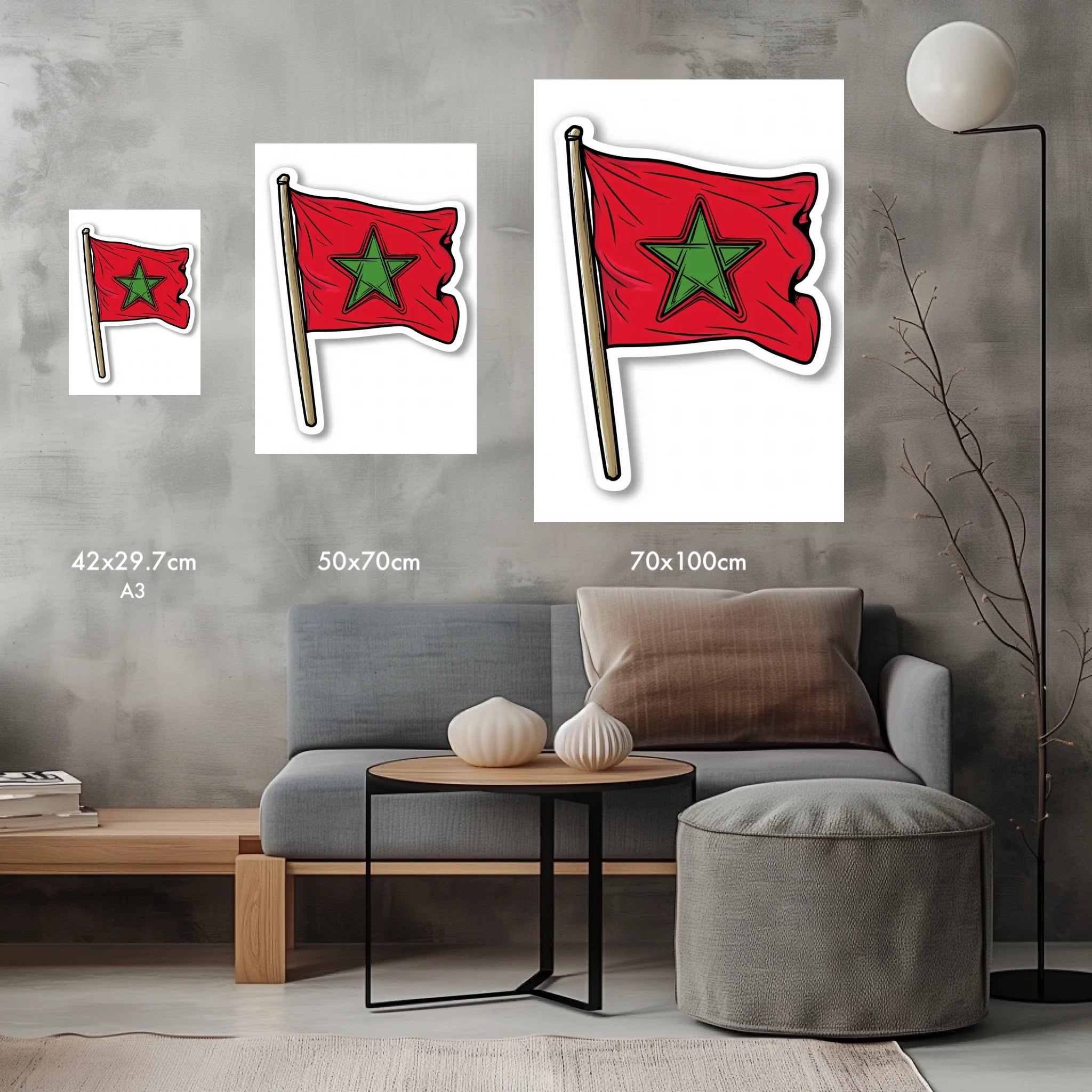 High-resolution visual of the Sticker flags wall art, shown either in a stylish interior setting or as a detailed product mockup.