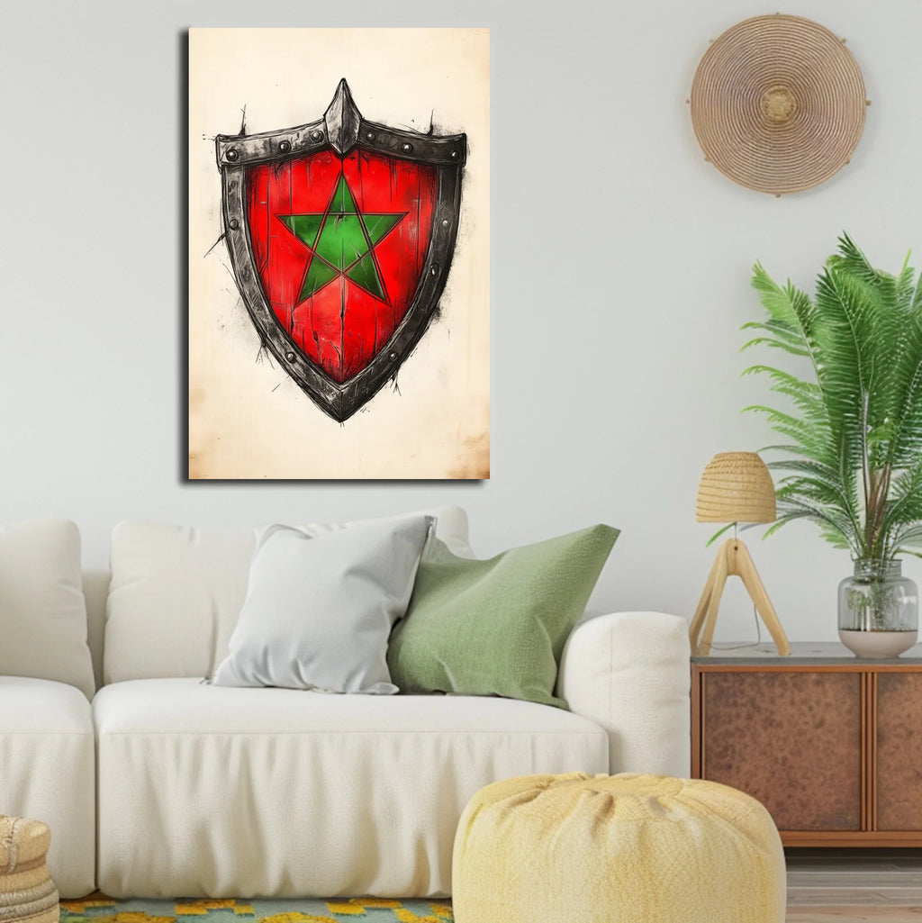 High-resolution visual of the Shield flags wall art, shown either in a stylish interior setting or as a detailed product mockup.