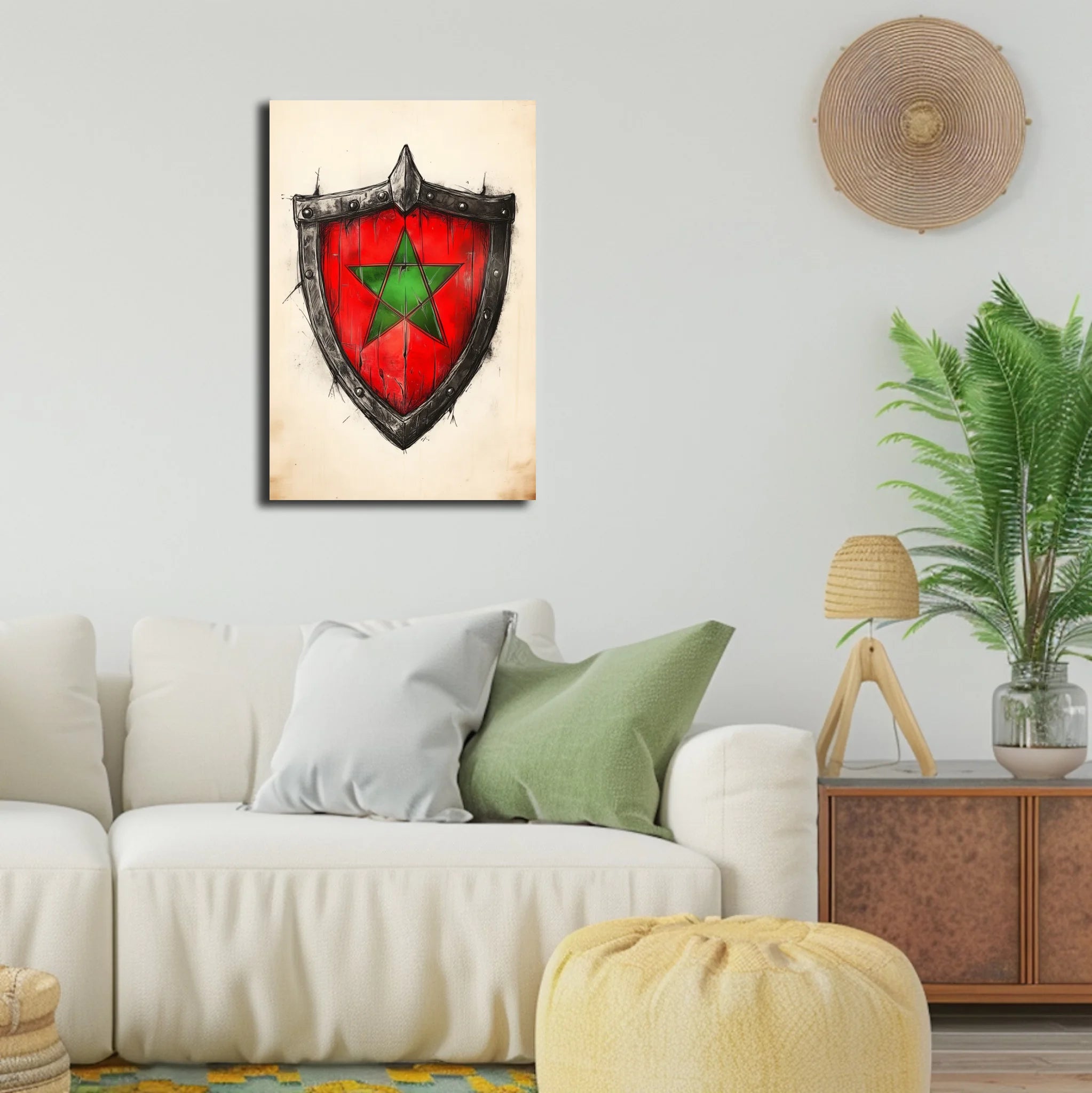 High-resolution visual of the Shield flags wall art, shown either in a stylish interior setting or as a detailed product mockup.