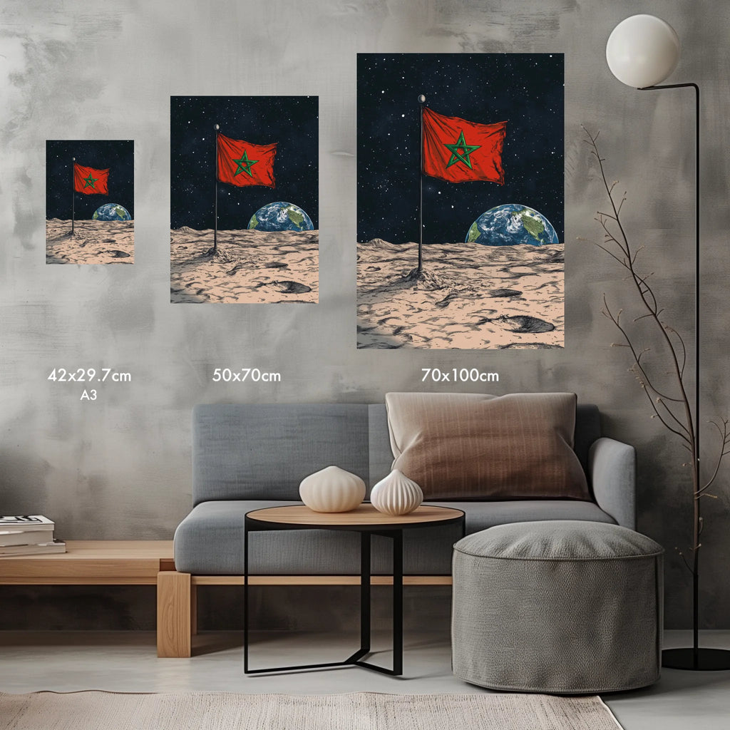 High-resolution visual of the Sky/Moon flags wall art, shown either in a stylish interior setting or as a detailed product mockup.