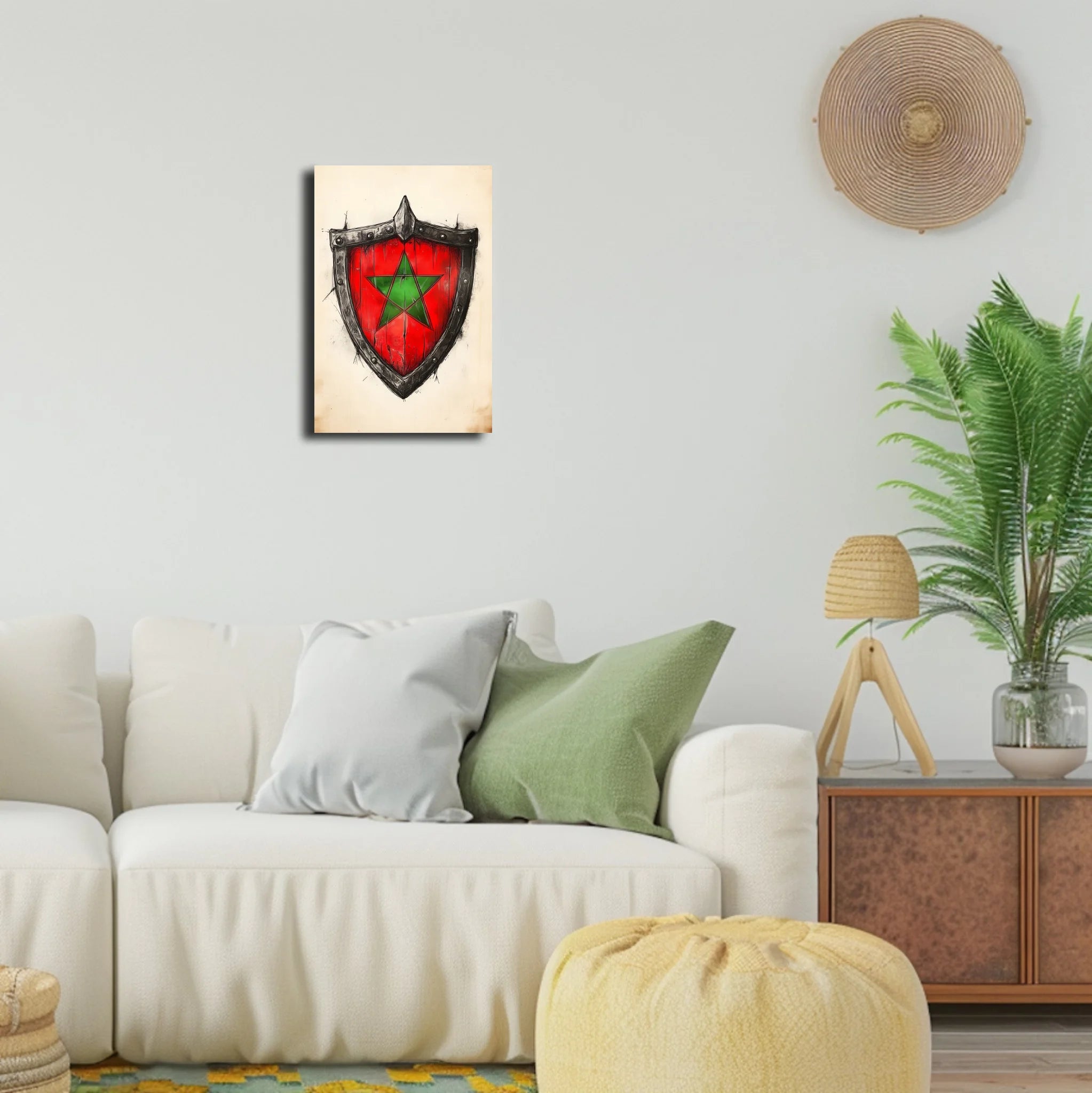 High-resolution visual of the Shield flags wall art, shown either in a stylish interior setting or as a detailed product mockup.