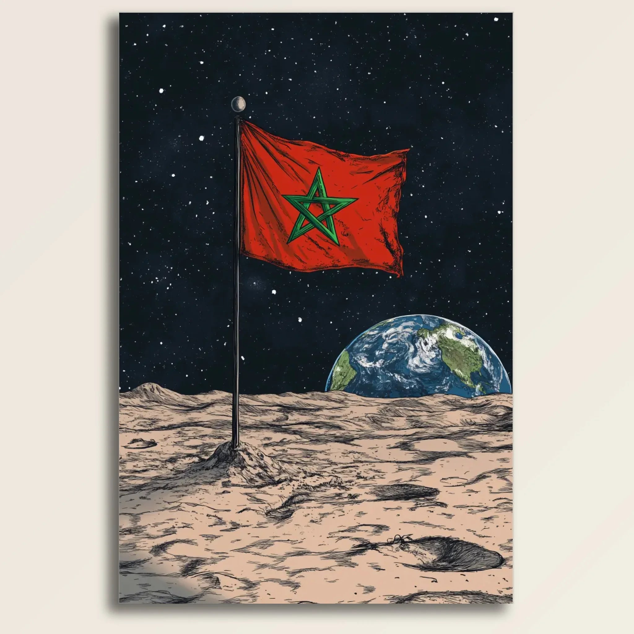 High-resolution visual of the Sky/Moon flags wall art, shown either in a stylish interior setting or as a detailed product mockup.