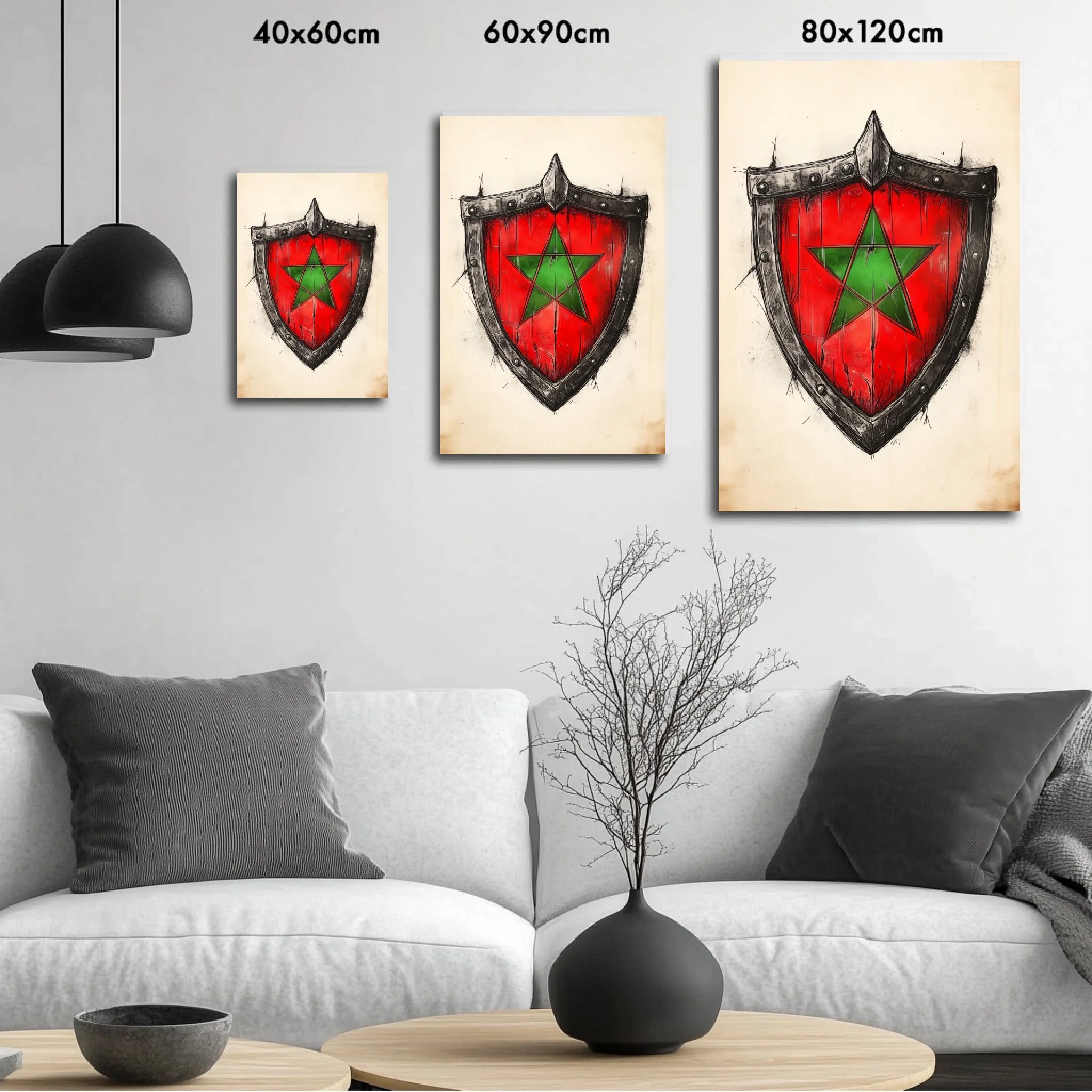 High-resolution visual of the Shield flags wall art, shown either in a stylish interior setting or as a detailed product mockup.