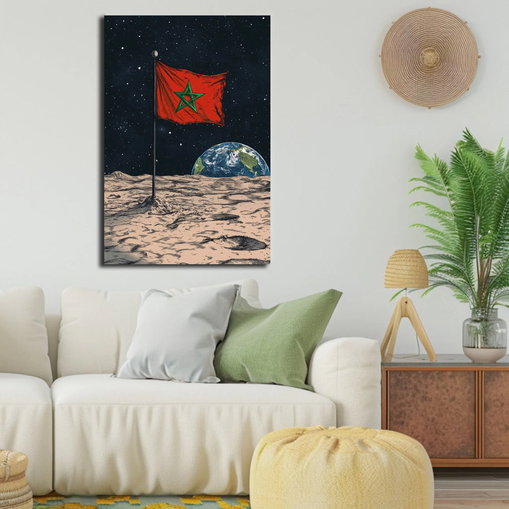 High-resolution visual of the Sky/Moon flags wall art, shown either in a stylish interior setting or as a detailed product mockup.
