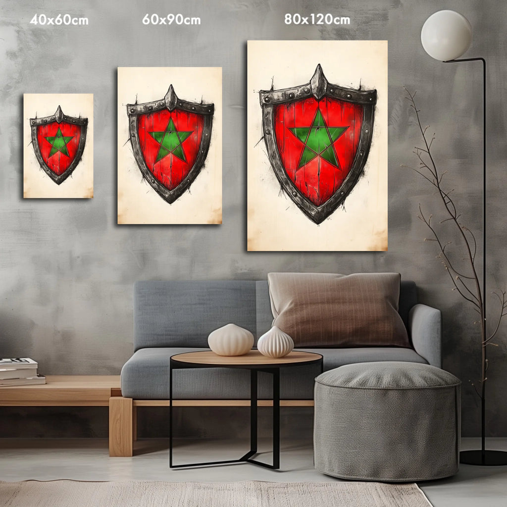 High-resolution visual of the Shield flags wall art, shown either in a stylish interior setting or as a detailed product mockup.