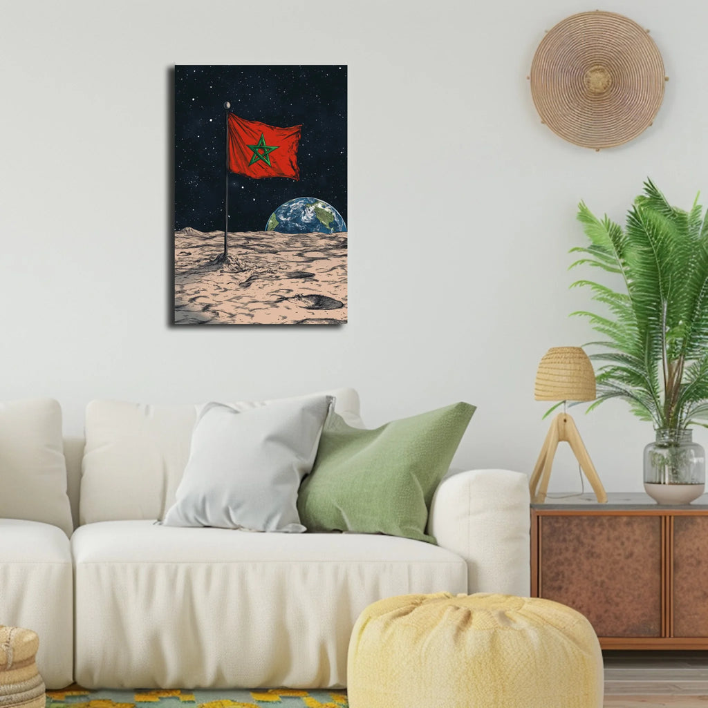 High-resolution visual of the Sky/Moon flags wall art, shown either in a stylish interior setting or as a detailed product mockup.