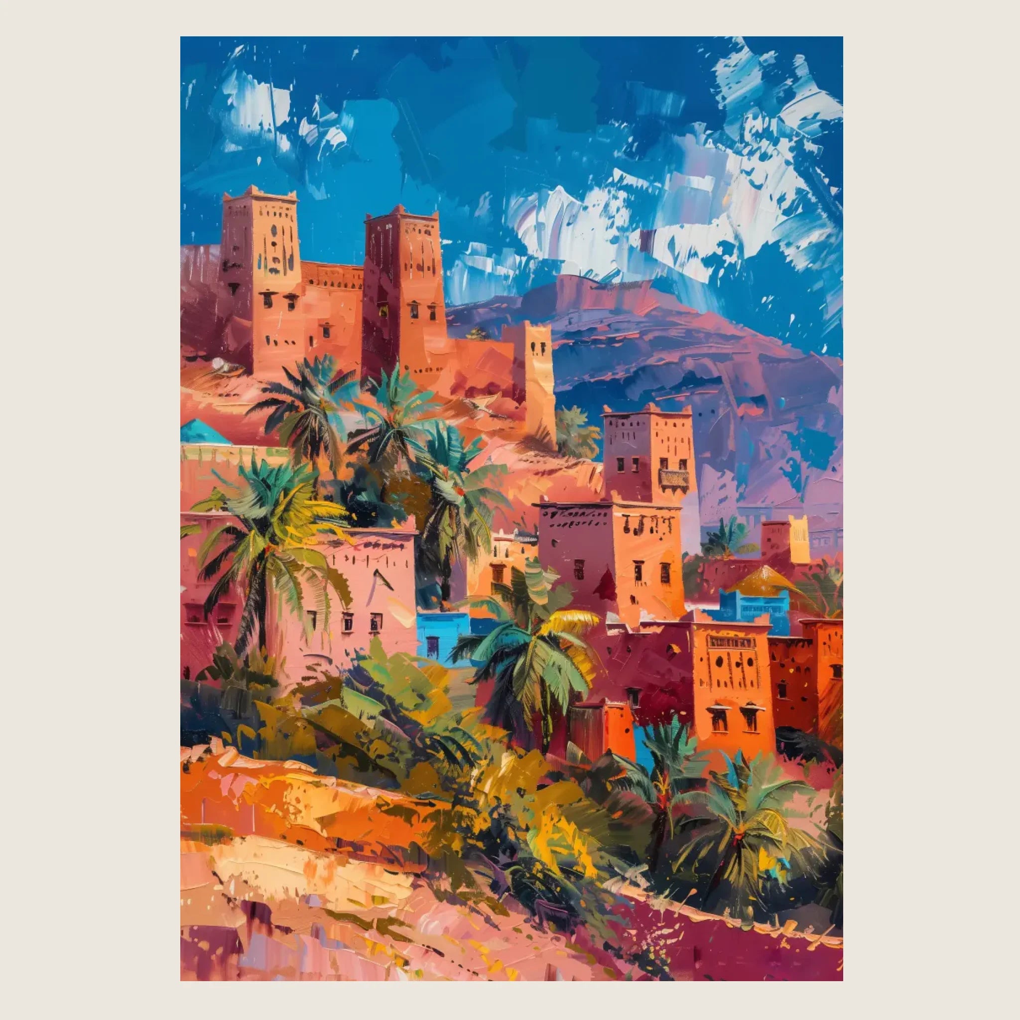 High-resolution visual of the Ouarzazate wall art, shown either in a stylish interior setting or as a detailed product mockup.