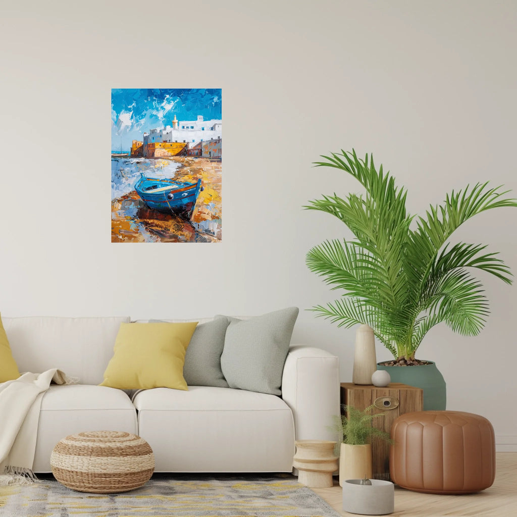 High-resolution visual of the Essaouira wall art, shown either in a stylish interior setting or as a detailed product mockup.