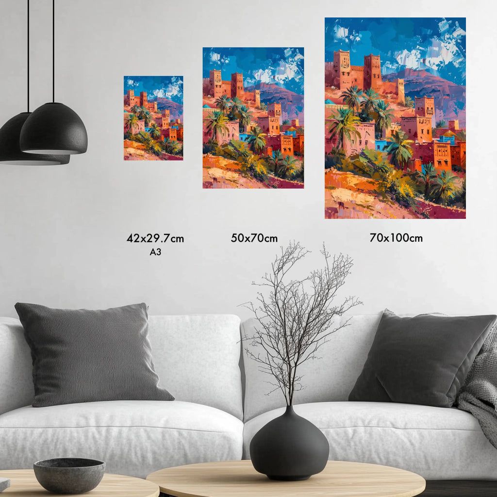 High-resolution visual of the Ouarzazate wall art, shown either in a stylish interior setting or as a detailed product mockup.