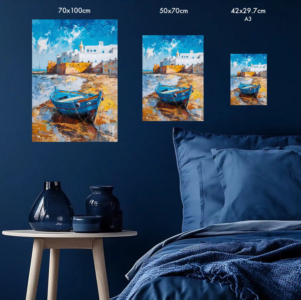 High-resolution visual of the Essaouira wall art, shown either in a stylish interior setting or as a detailed product mockup.