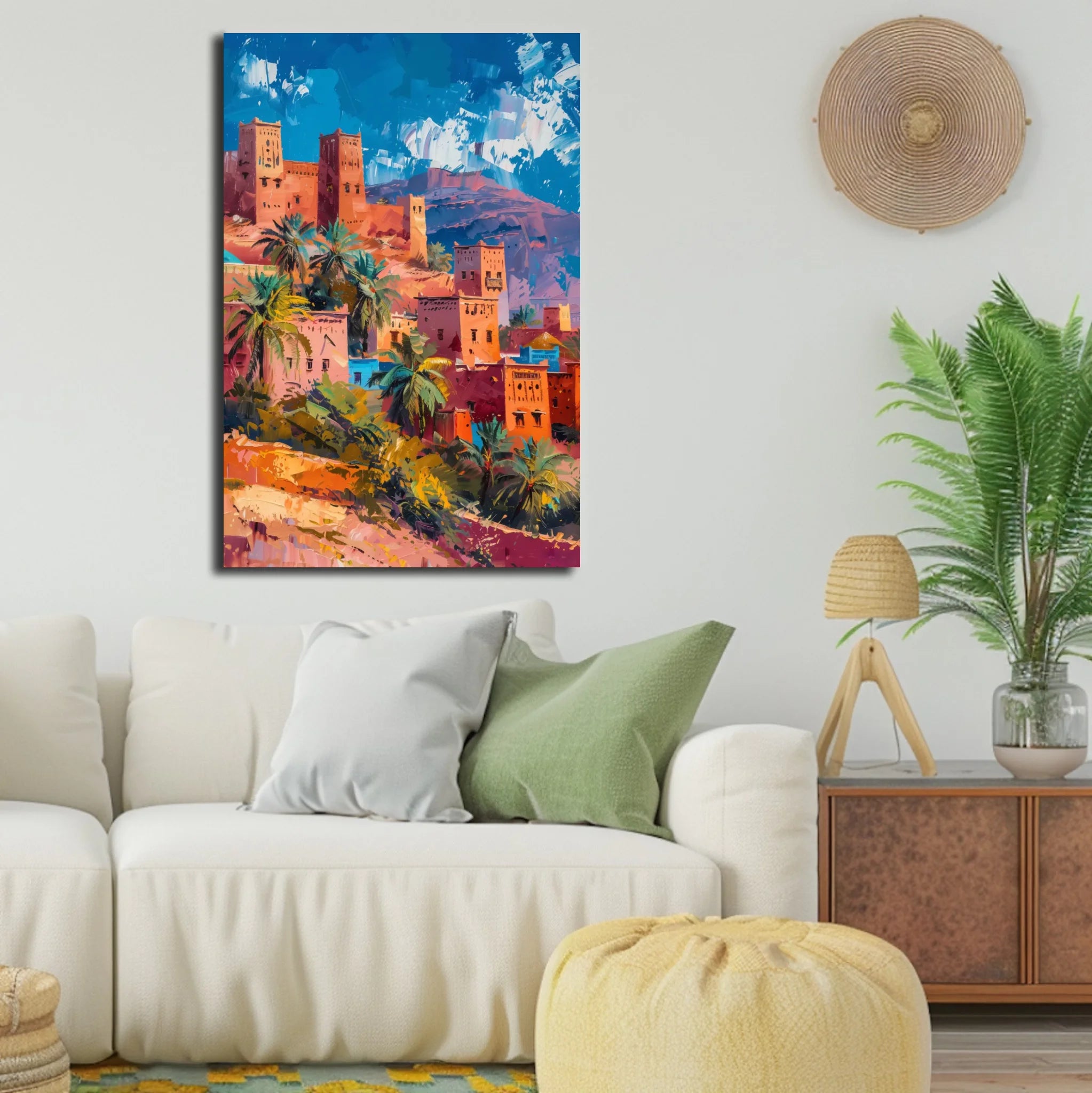 High-resolution visual of the Ouarzazate wall art, shown either in a stylish interior setting or as a detailed product mockup.