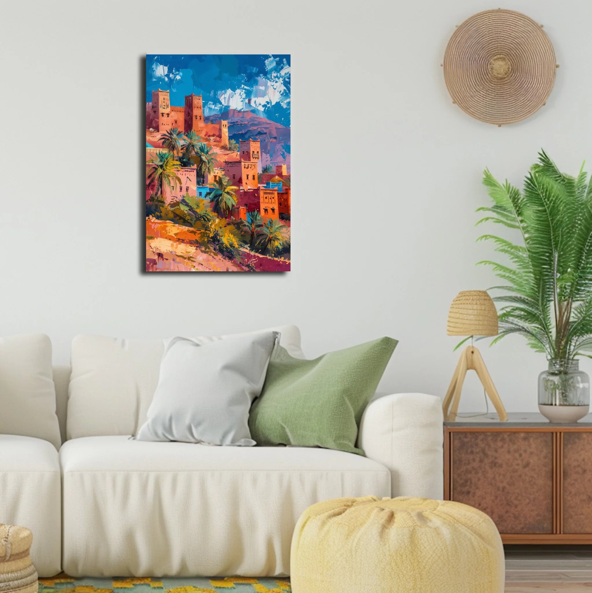 High-resolution visual of the Ouarzazate wall art, shown either in a stylish interior setting or as a detailed product mockup.