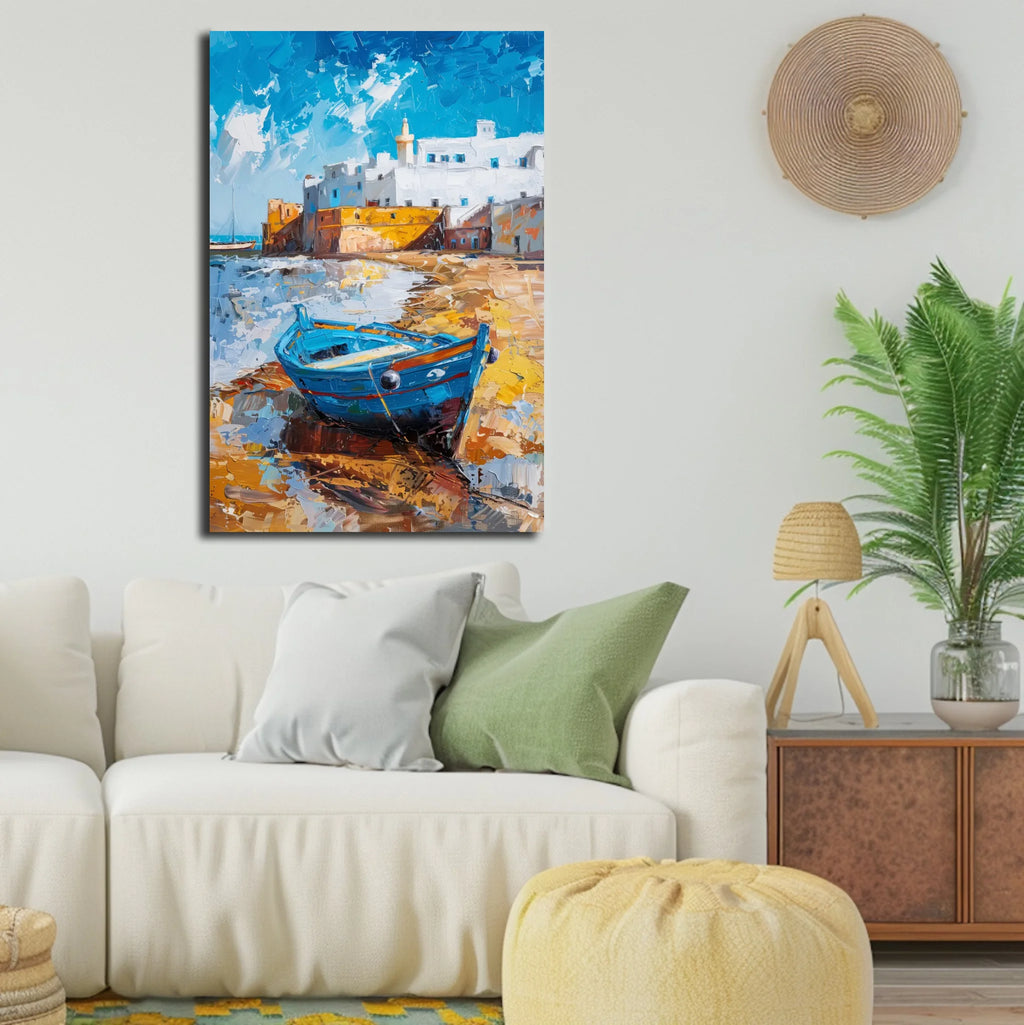High-resolution visual of the Essaouira wall art, shown either in a stylish interior setting or as a detailed product mockup.