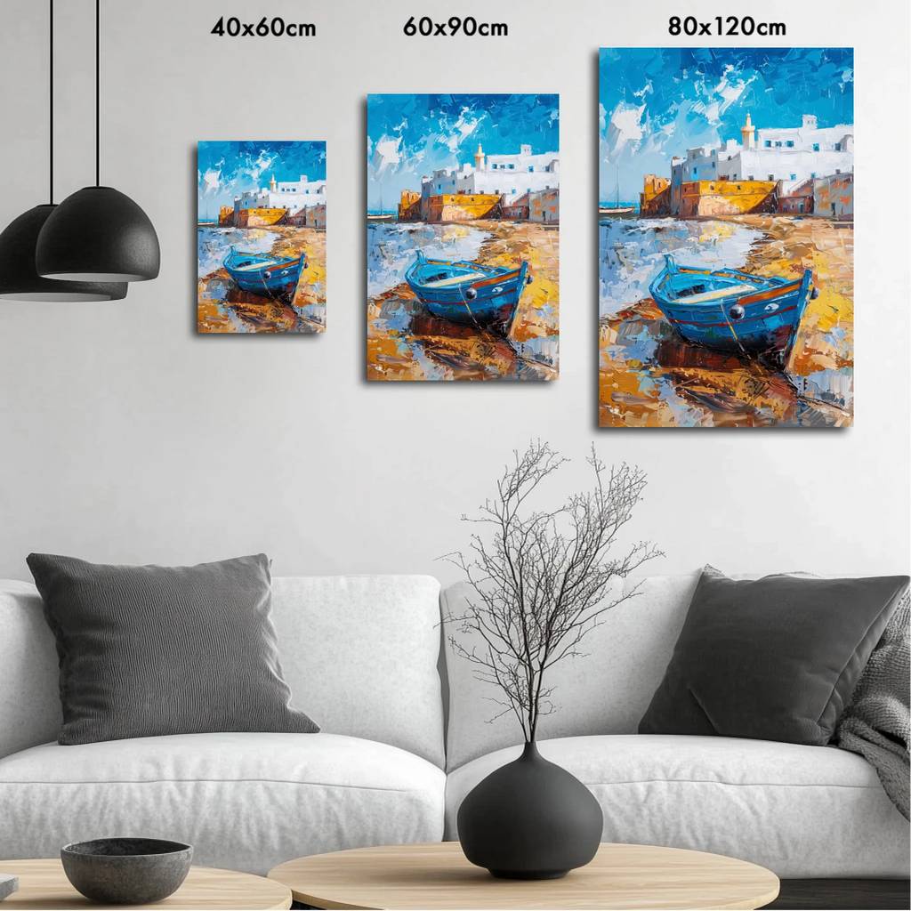 High-resolution visual of the Essaouira wall art, shown either in a stylish interior setting or as a detailed product mockup.