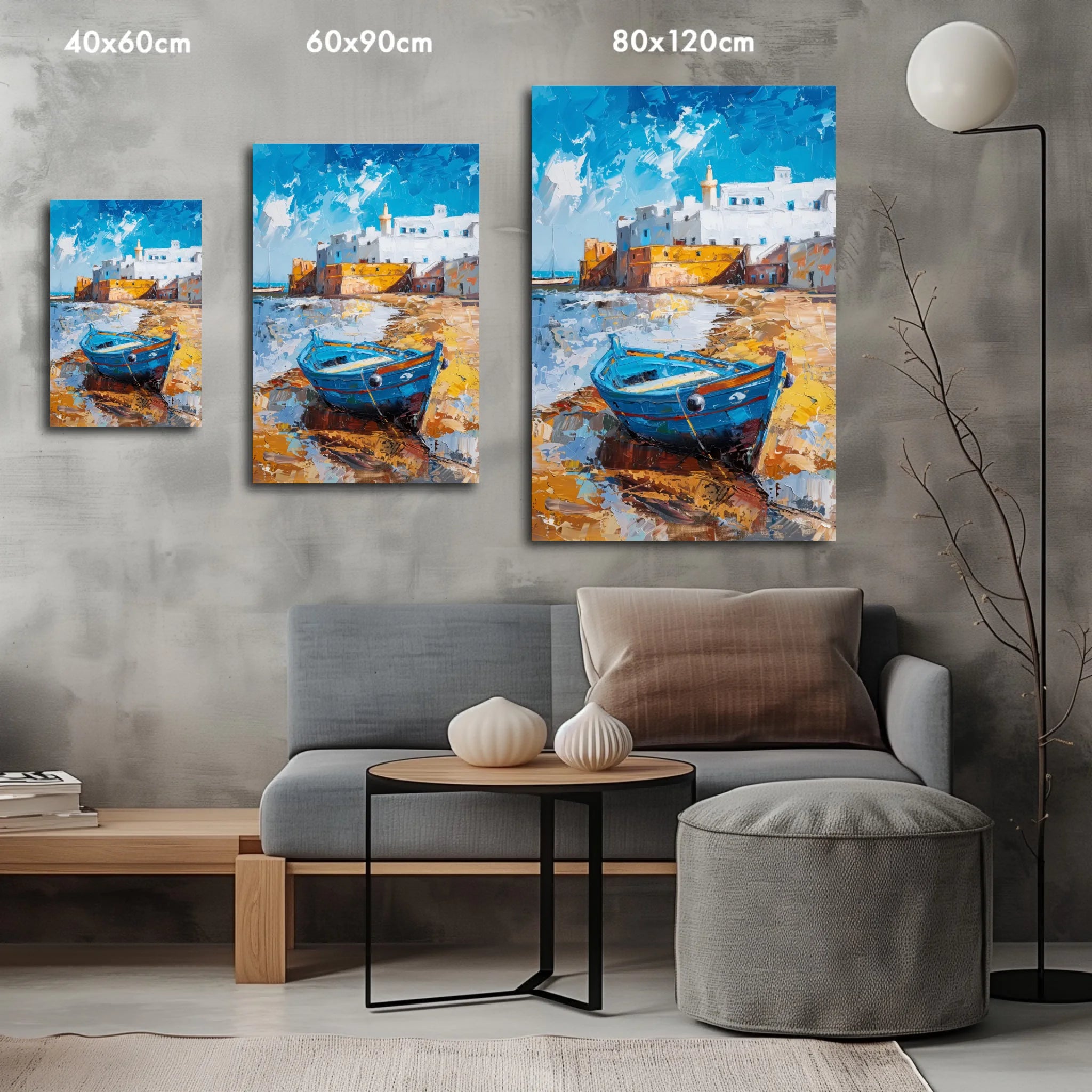 High-resolution visual of the Essaouira wall art, shown either in a stylish interior setting or as a detailed product mockup.