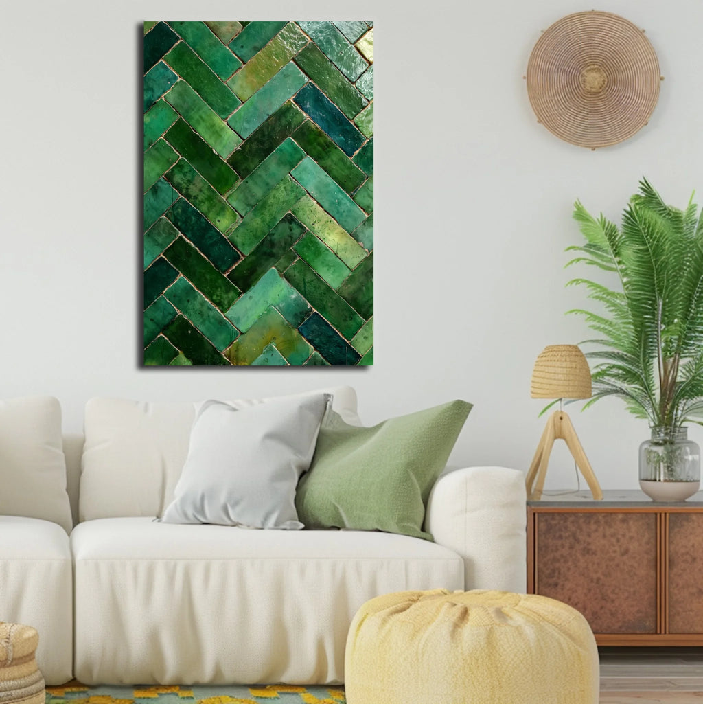 High-resolution visual of the Moroccan Zellige wall art, shown either in a stylish interior setting or as a detailed product mockup.