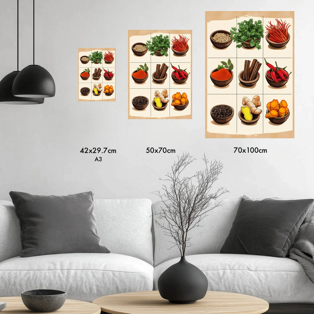 High-resolution visual of the Moroccan classic spices wall art, shown either in a stylish interior setting or as a detailed product mockup.