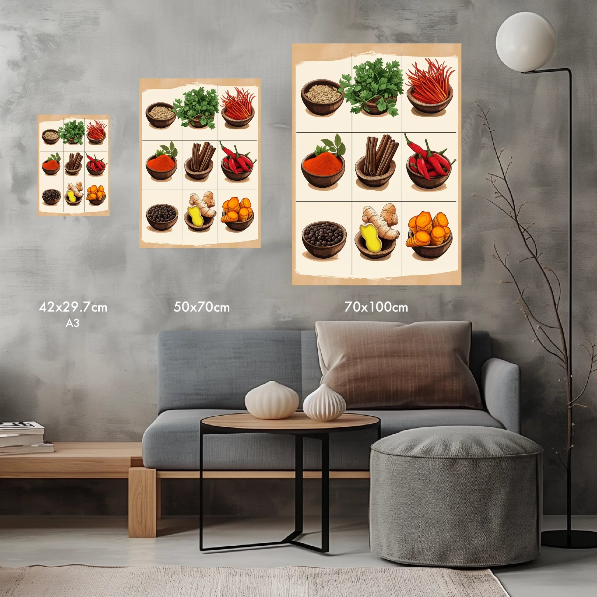 High-resolution visual of the Moroccan classic spices wall art, shown either in a stylish interior setting or as a detailed product mockup.