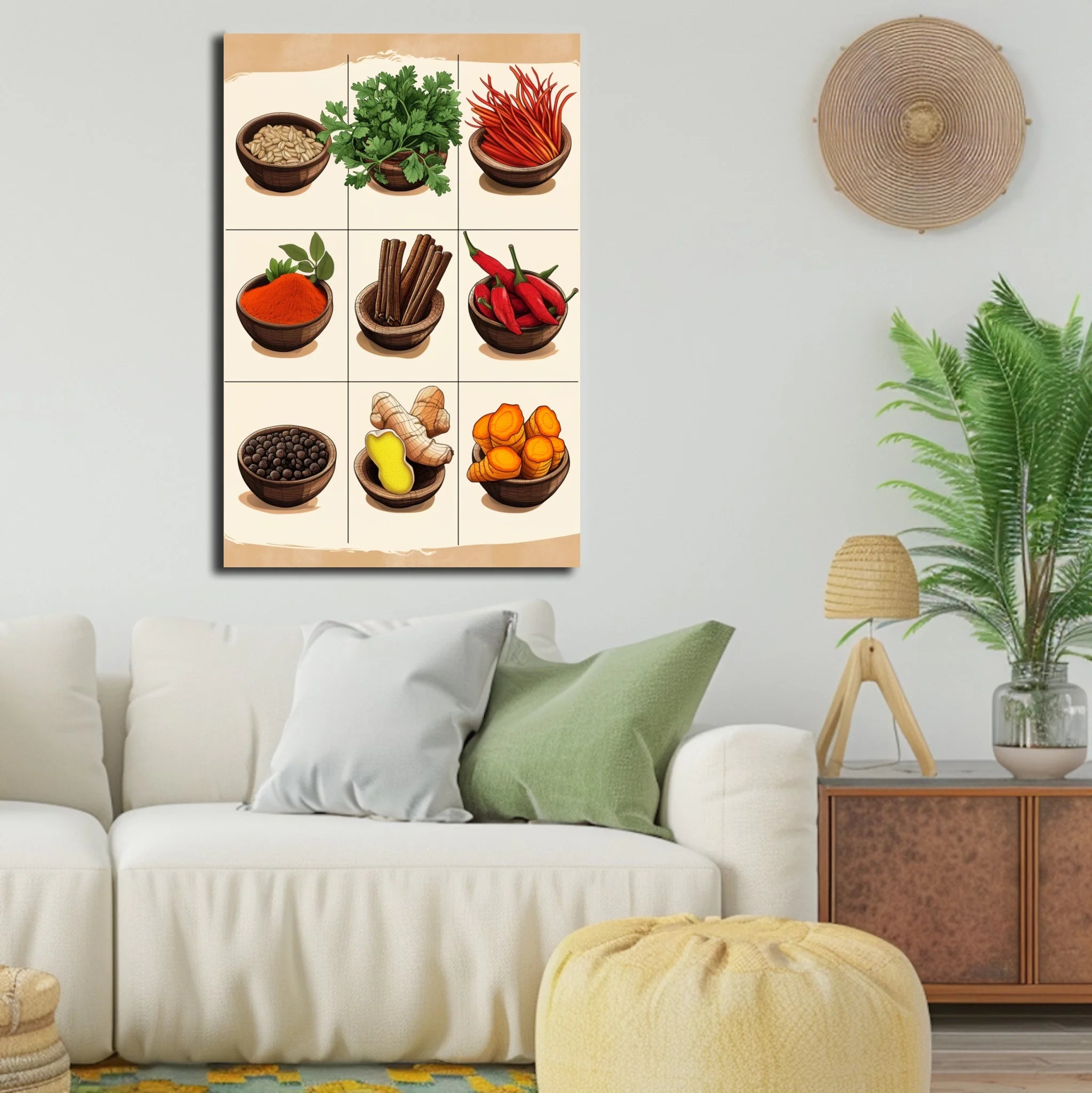 High-resolution visual of the Moroccan classic spices wall art, shown either in a stylish interior setting or as a detailed product mockup.